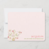 Whimsical Pink Floral Blooms Chic Girl Baby Dusche Dankeskarte (Vorderseite)