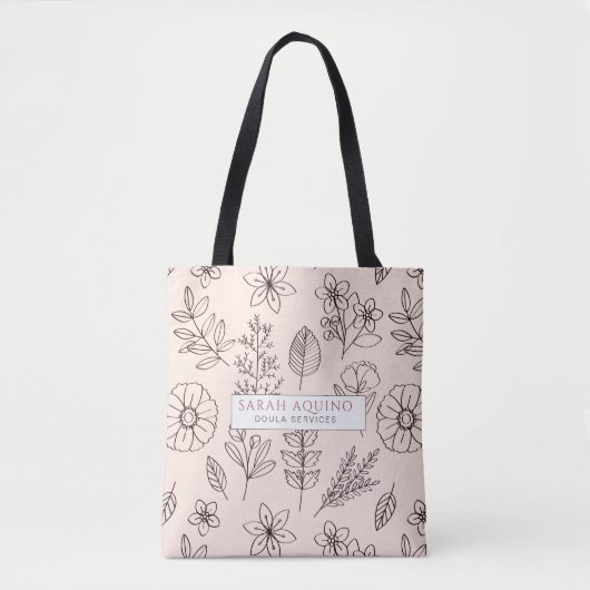 Whimsical Pink Floral Doula oder Hebamme Förderung Tasche (Vorderseite)