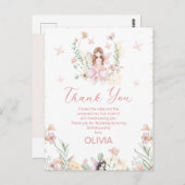 Whimsical Pink Floral Fairy First Birthday Card Postkarte (Vorne/Hinten)