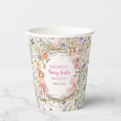 Whimsical Pink Floral Garden Fairy First Birthday Pappbecher (Vorderseite)