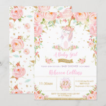 Whimsical Pink Floral Unicorn Baby Shower Girl
