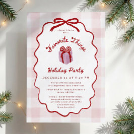 Whimsical Pink Gingham Favorite Things Party Einladung