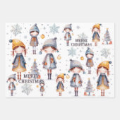 Whimsical Pink Girly Artistic Weihnachten Geschenkpapier Set (Vorderseite 3)