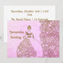 Whimsical Pink Gold Prinzessin Mädchen Geburtstag 
