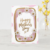 Whimsical Pink Gold & White Daisy Muttertag Karte (Gelbe Blume)