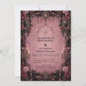 Whimsical Pink Goth-Hochzeit Einladung (Vorderseite)