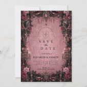 Whimsical Pink Goth-Hochzeit Save The Date (Vorderseite)