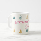 Whimsical Pink & Green Christmas Tree Baby Shower Kaffeetasse (Vorderseite Links)