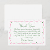 Whimsical Pink Green Hand Painted Bridal Shower Dankeskarte (Vorne/Hinten)