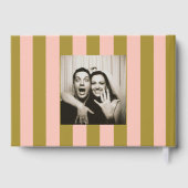 Whimsical Pink Green Striped Scribble Wedding Gästebuch (Rückseite)