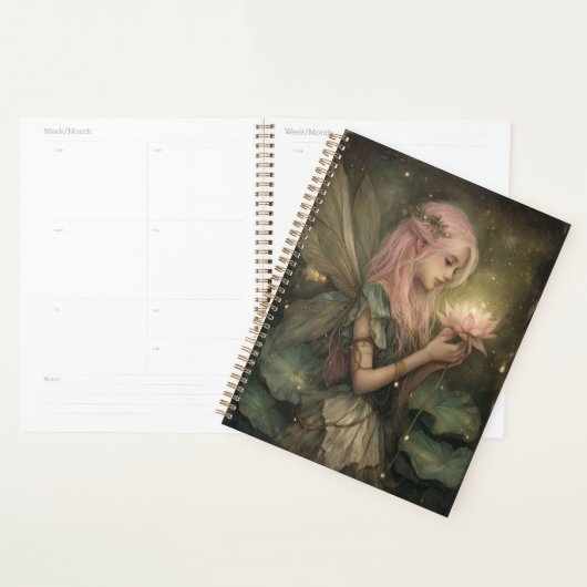 Whimsical Pink-Haired Fairy and Lotus Flower Planer (Anzeige)