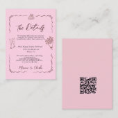 Whimsical Pink Hand Drawn Illustrated The Details  Begleitkarte (Vorne/Hinten)