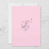 Whimsical Pink Hand Drawn Illustrated Wedding  Save The Date (Rückseite)