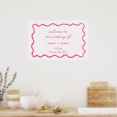 Whimsical Pink Hand Drawn Wedding Welcome Poster (Küche)