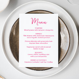 Whimsical Pink Heart Wedding Menükarte