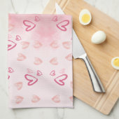 Whimsical Pink Herz Geschirrtuch (Viertel Falte)