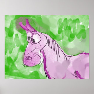 Whimsical Pink Horse Leinwand-Kunstprint Poster
