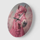 Whimsical Pink Horse Wall Clock - Elegant Fantasy  Große Wanduhr (Winkel)