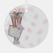 Whimsical Pink Lady Ornament Aus Glas (Vorderseite)