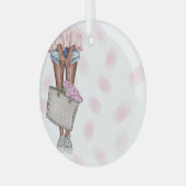 Whimsical Pink Lady Ornament Aus Glas (Vorderseite links)