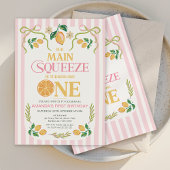 Whimsical Pink Lemon Main Squeeze 1. Geburtstag Einladung