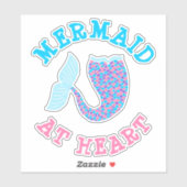 Whimsical Pink Lila Blue Mermaid im Schwanz Heart Aufkleber (Blatt)