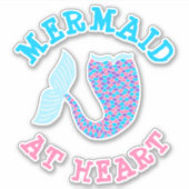 Whimsical Pink Lila Blue Mermaid im Schwanz Heart Aufkleber (Vorderseite)