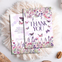 Whimsical Pink Lila Schmetterlinge & Wildblumen
