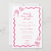 Whimsical Pink nach dem Party glücklich gezeichnet Einladung (Vorderseite)