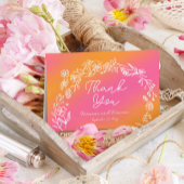 Whimsical Pink Orange Blume Handgezeichnet Dankeskarte