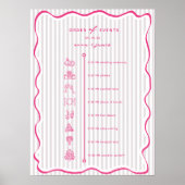 Whimsical Pink Order of Events Timeline Poster (Vorne)