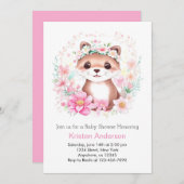 Whimsical Pink Otter Meadow Girl Babydusche Einladung (Vorne/Hinten)