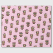 Whimsical Pink Owls Geschenkpapier (Flach)