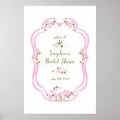 Whimsical Pink Painted Coquette Brautparty Zeichen Poster (Vorne)