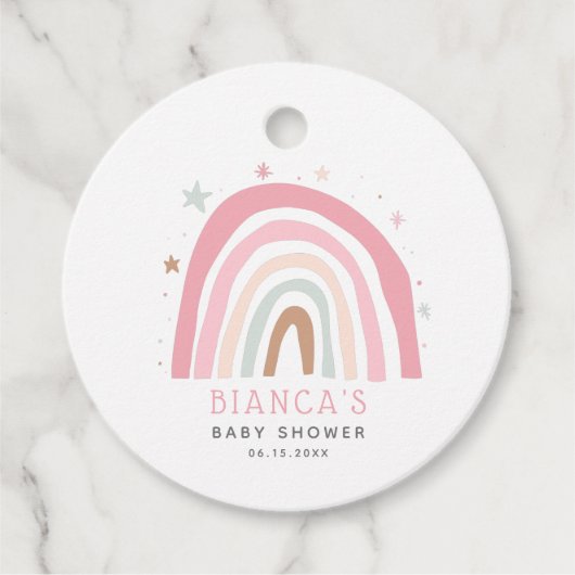 Whimsical Pink Pastel Rainbow Baby Dusche Geschenkanhänger (Vorderseite)