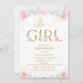 Whimsical Pink Peonies Es ist eine Girl Baby Dusch Einladung (Vorderseite)