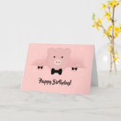 Whimsical Pink Pig Geburtstag Karte (Gelbe Blume)