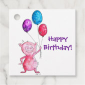 Whimsical Pink Pig mit Balloons Geschenkanhänger (Vorderseite)