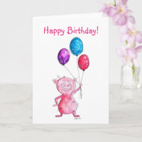 Whimsical Pink Pig mit Balloons