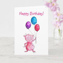 Whimsical Pink Pig mit Balloons