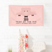 Whimsical Pink Pig Niedlich Chinesisch Neujahr 201 Banner (Insitu)
