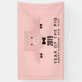 Whimsical Pink Pig Niedlich Chinesisch Neujahr 201 Banner (Vertikal)