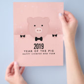 Whimsical Pink Pig Niedlich Chinesisch Neujahr 201 Flyer (Hand)