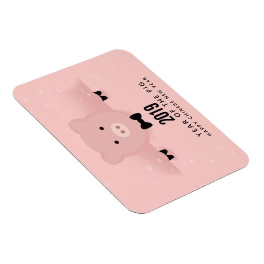 Whimsical Pink Pig Niedlich Chinesisch Neujahr 201 Magnet (Rechte Seite)