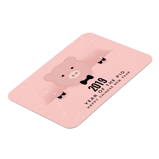 Whimsical Pink Pig Niedlich Chinesisch Neujahr 201 Magnet (Linke Seite)