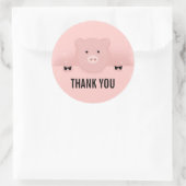 Whimsical Pink Pig Niedlich Farm Animal Danke Runder Aufkleber (Tasche)