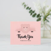 Whimsical Pink Pig Party Danke Postkarte (Stehend Vorderseite)