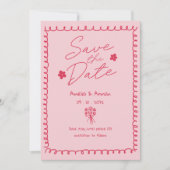 Whimsical Pink Pink Doodle Scribble Termin vormerk Einladung (Vorderseite)