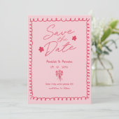 Whimsical Pink Pink Doodle Scribble Termin vormerk Einladung (Stehend Vorderseite)