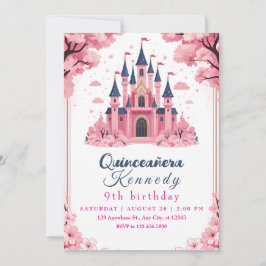 Whimsical Pink Princess Castle Birthday Einladung